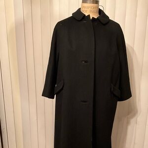 Vintage Black Wool Coat Size Large